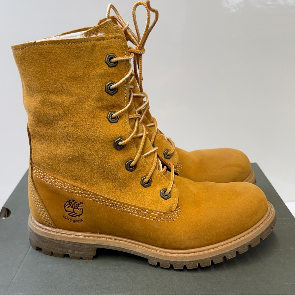 NEW! Timberland Authentics Teddy Fleece Waterproof Fold-Down Boot Wheat Size 6.5 - Picture 8 of 16